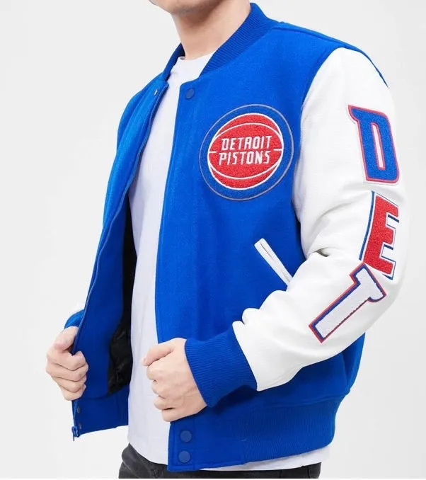 Pro Standard Detroit Pistons Varsity Jacket – Royal Blue and White