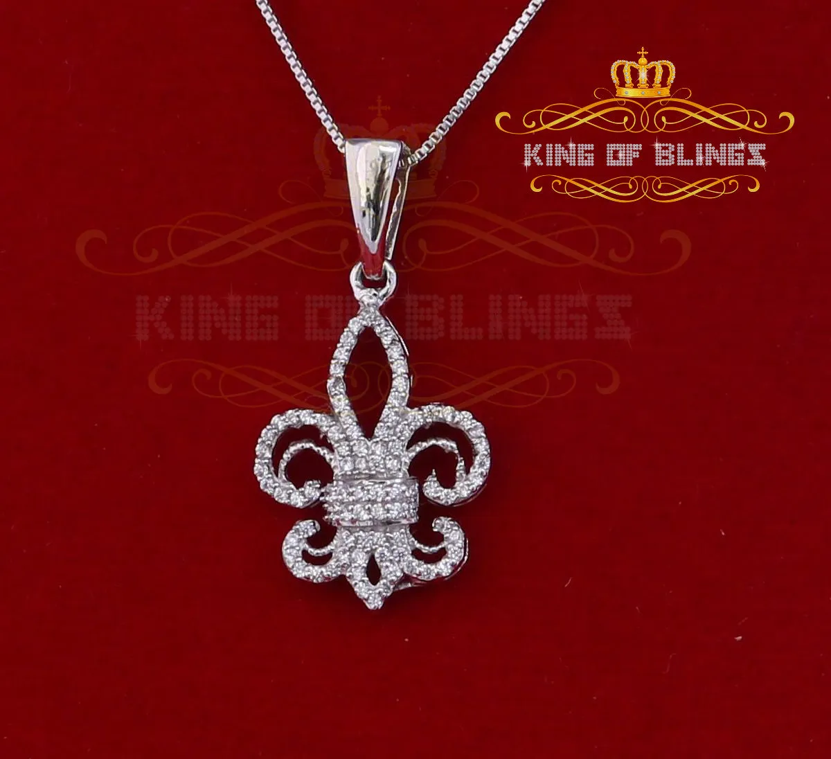 Promise Fleur de Lis Shape White Sterling Silver Pendant 0.69ct Cubic Zirconia