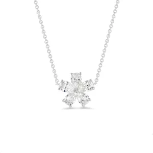 Prong-set Diamond Flower Necklace