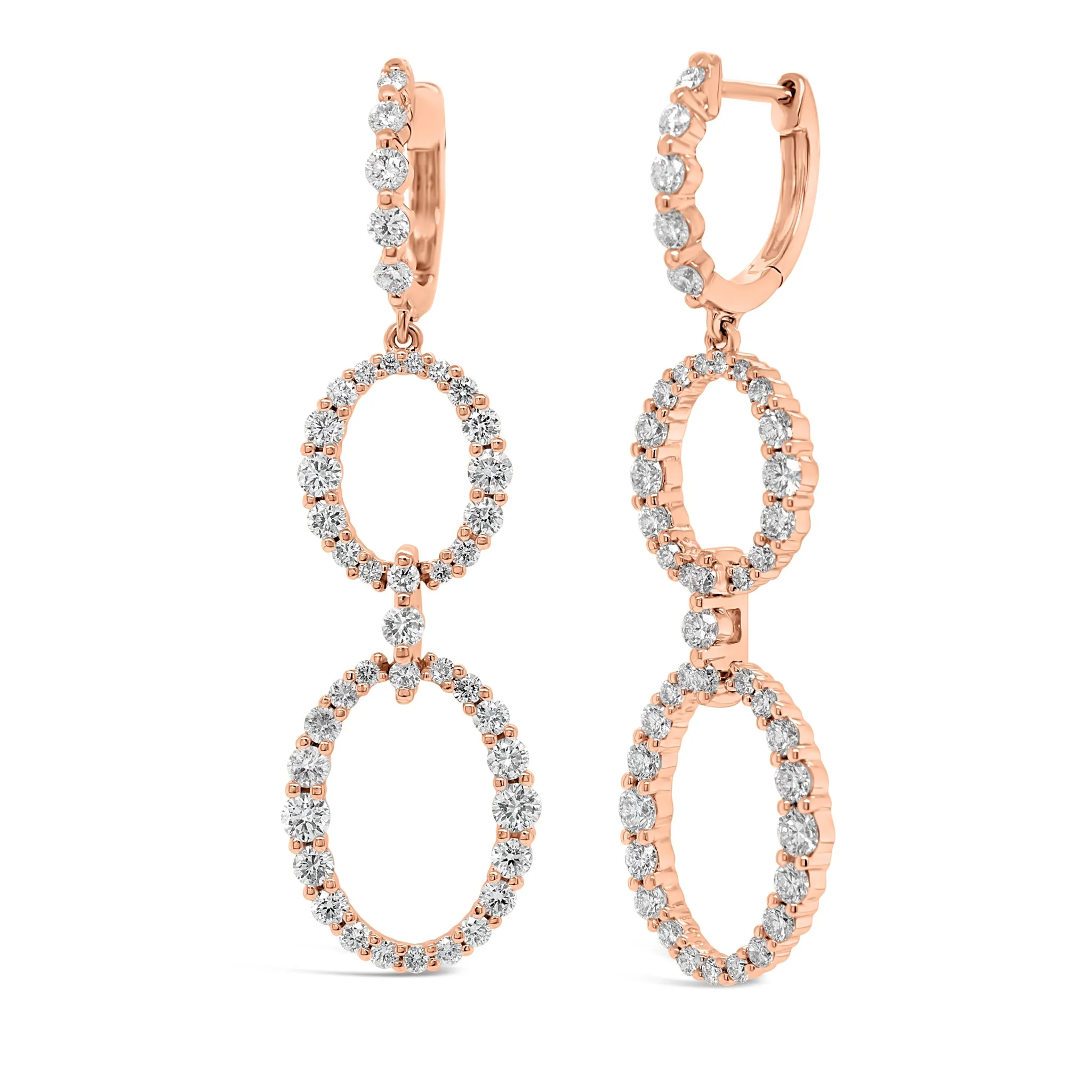 Prong-Set Diamond Oval Dangle Earrings