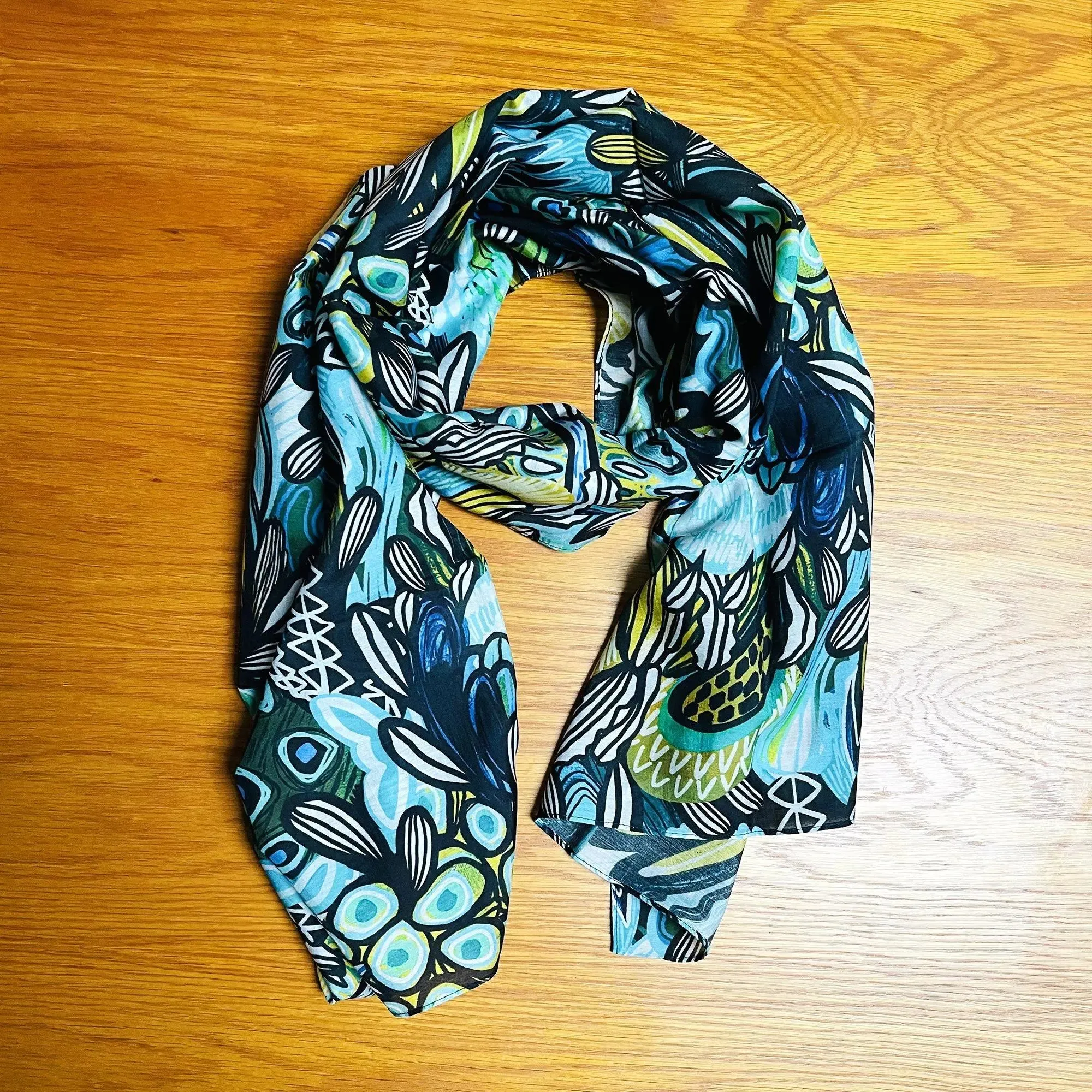 Protea Azure Silk Scarf