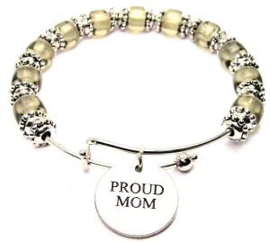 Proud Mom 9mm Glass Beaded Single Bracelet