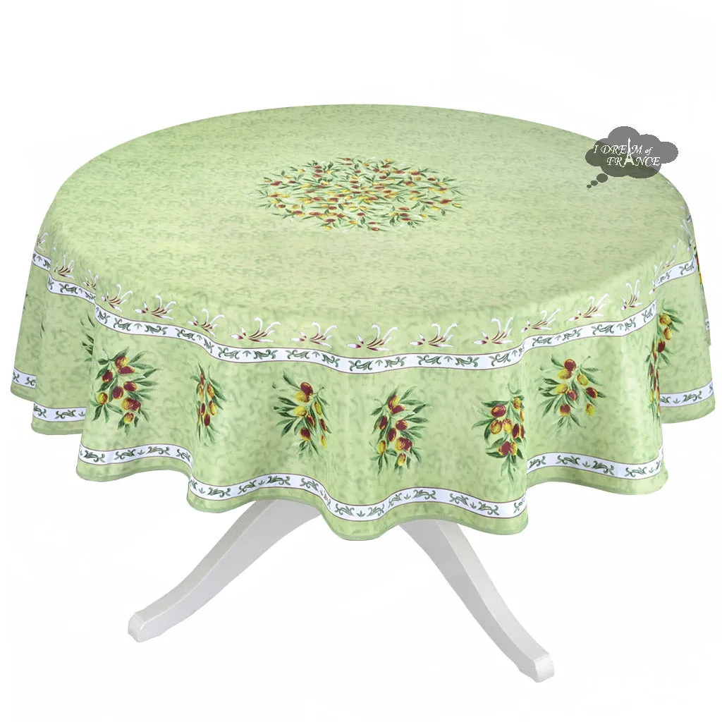 Provence Olivier Green French Provencal Polyester Tablecloth - 70" Round