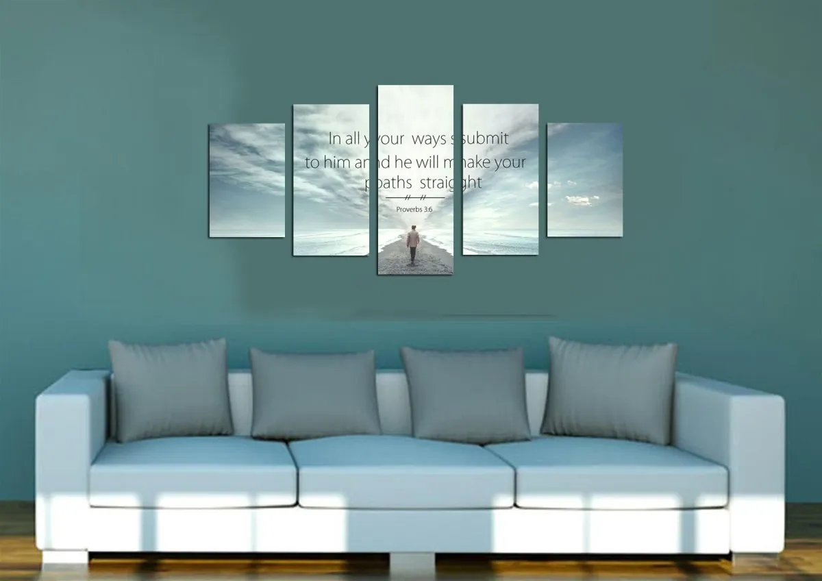 Proverbs 36 Niv In All Your Ways Submit To Him Bible Verse Wall Art Canvas - Christian Canvas Wall Art