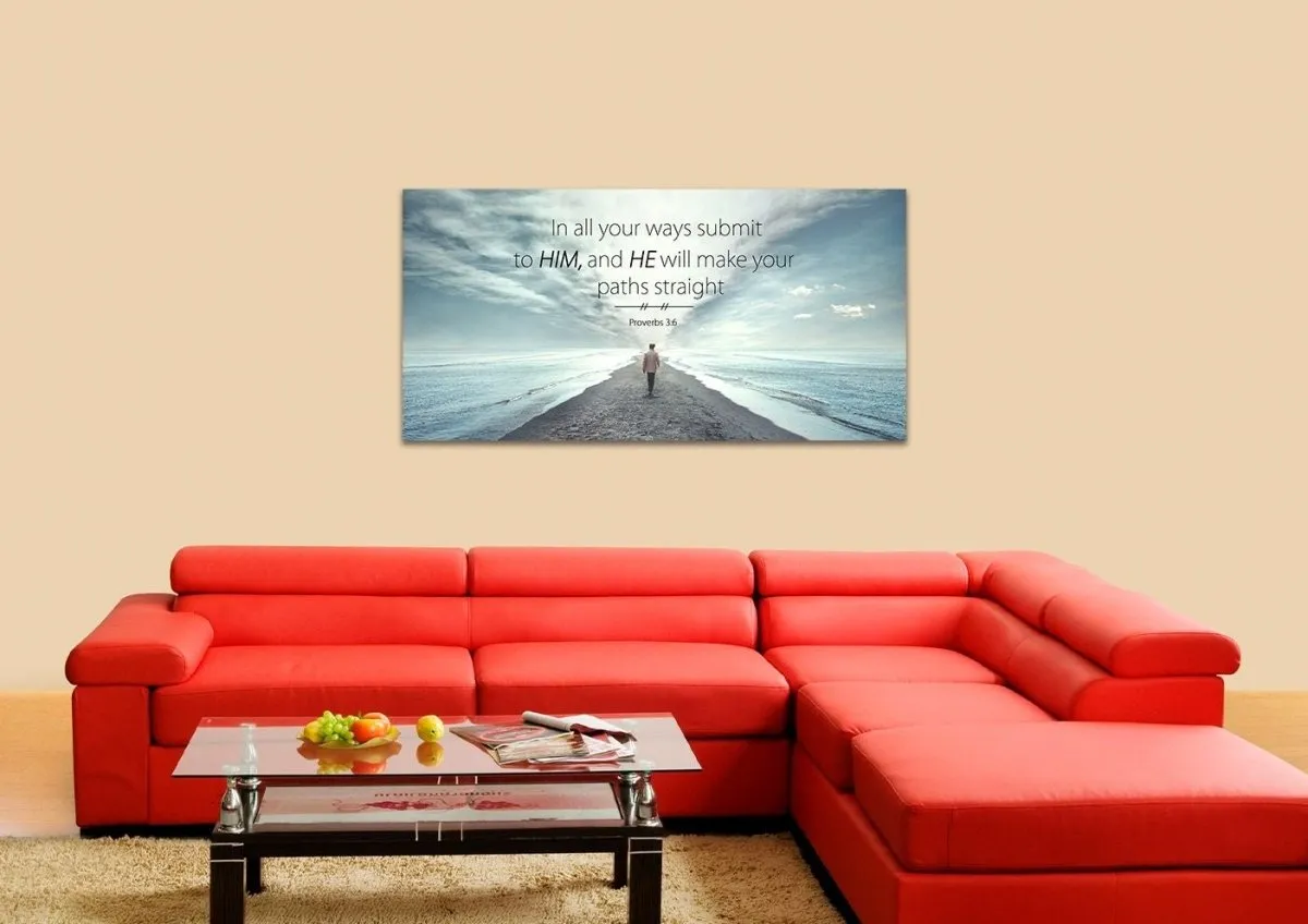 Proverbs 36 Niv In All Your Ways Submit To Him Bible Verse Wall Art Canvas - Christian Canvas Wall Art