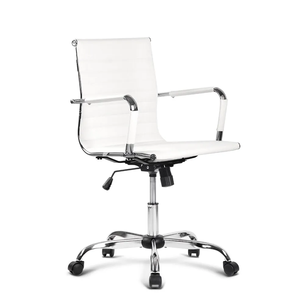 PU Leather Mid Back Swivel Office Chair - Artiss