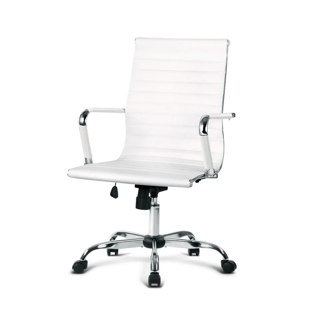 PU Leather Mid Back Swivel Office Chair - Artiss