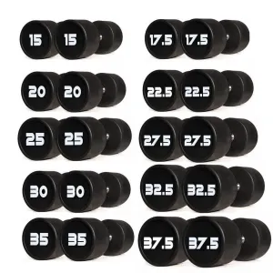 PU Polyurethane Dumbbells Set  15kg to 37.5kg - 10 Pairs (Package)