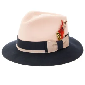 Puck Trilby Ferrecci Two Tone Crushable White Crown & Navy Brim Trilby Hat