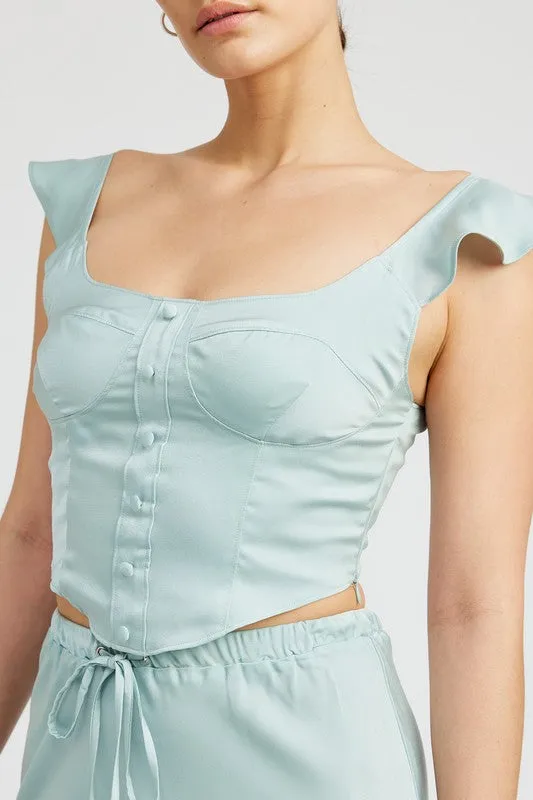 PUFF SLEEVE BUSTIER TOP