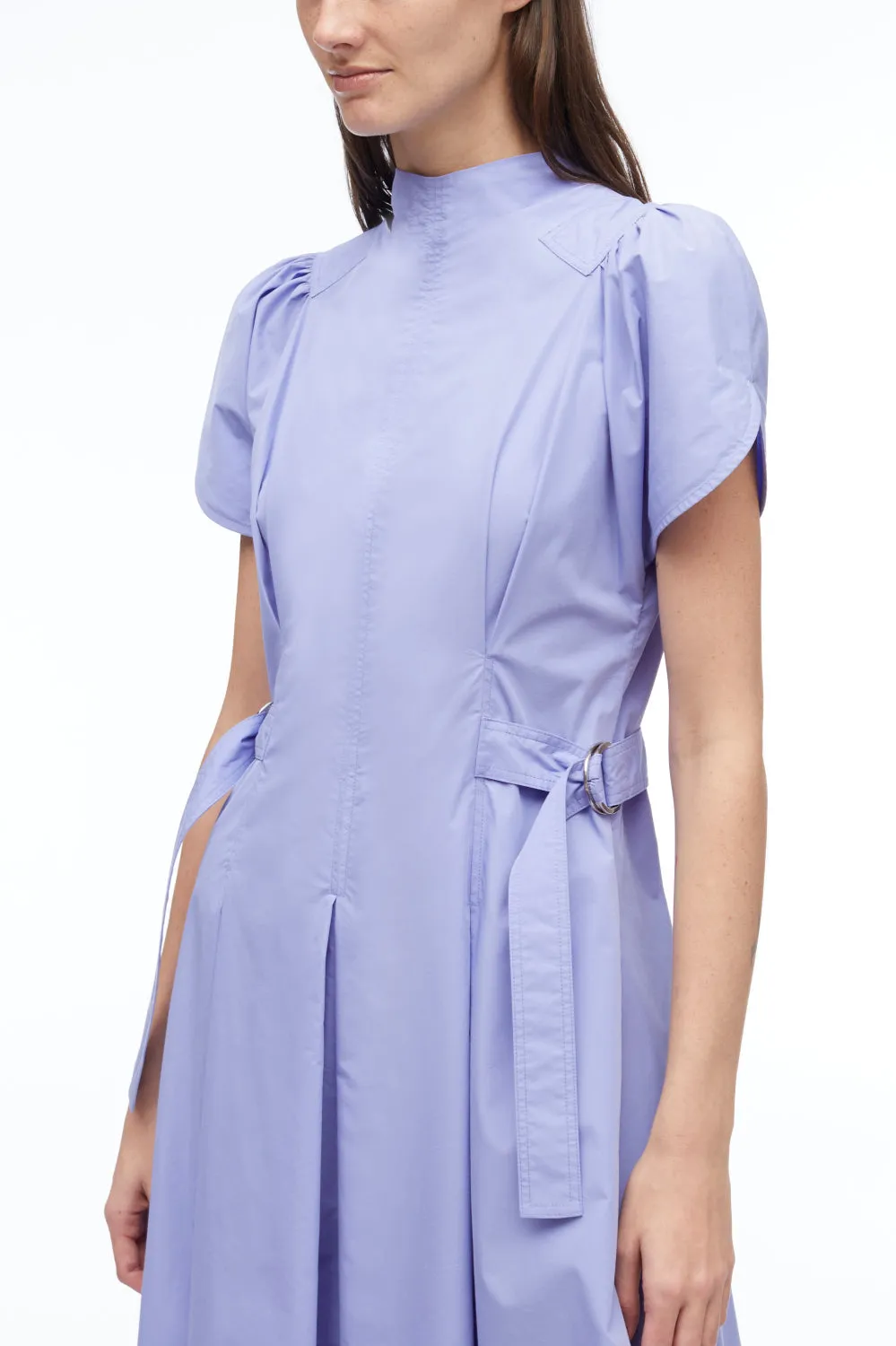 Puff Sleeve Poplin Flare Dress