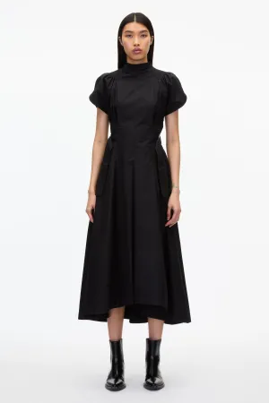 Puff Sleeve Poplin Flare Dress