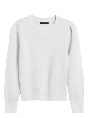 Puff-Sleeve Sweater Top in Light Gray