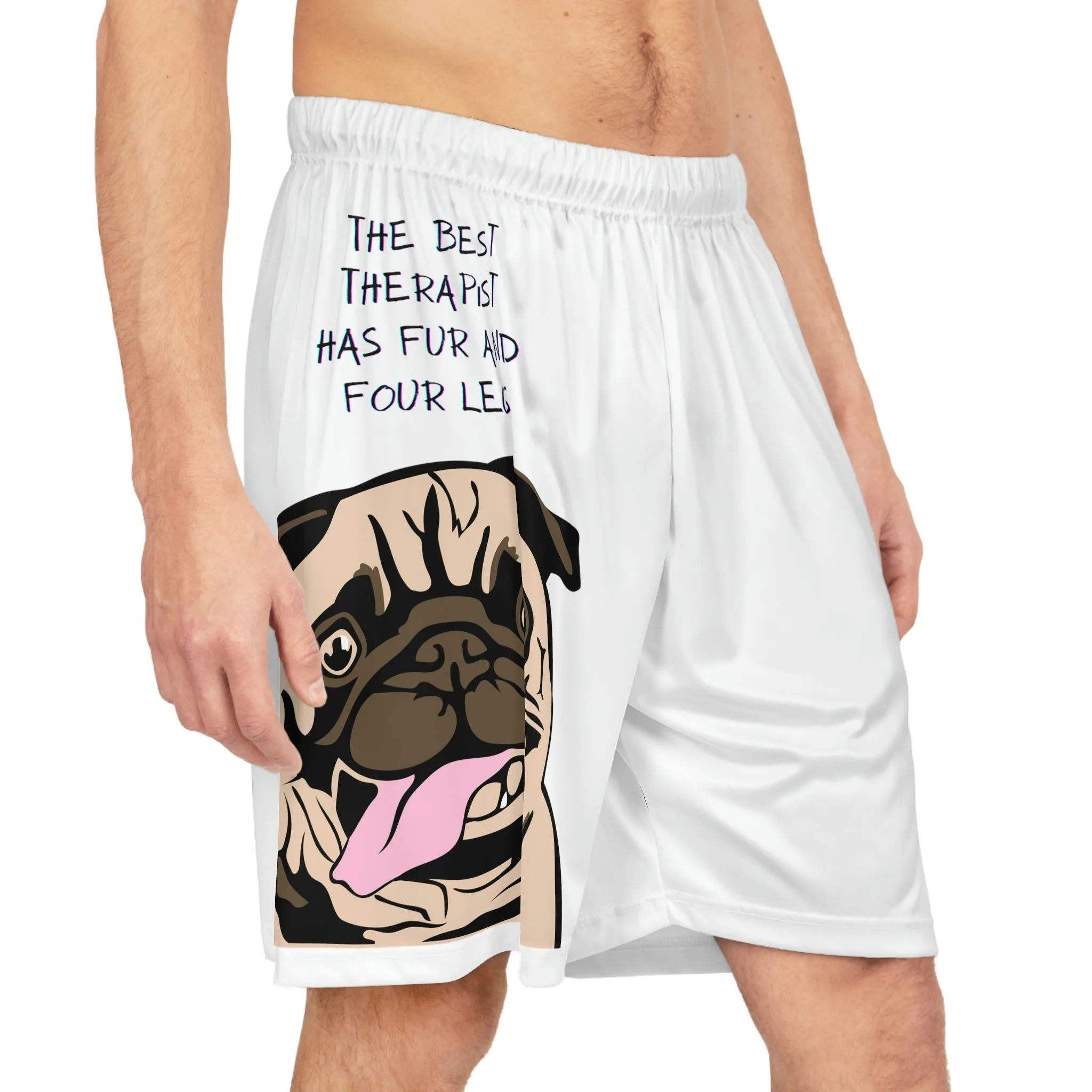 Pug Therapist POD Basketball Shorts (AOP)