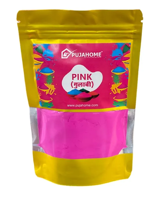 Pujahome Holi Herbal Gulal Color for Kids & Adults Natural Fragrance Soft Gulal with Non-Toxic Scent for Holi Parties and Puja 100 Gram Each (Pack of 2 Colors, Red and Pink)