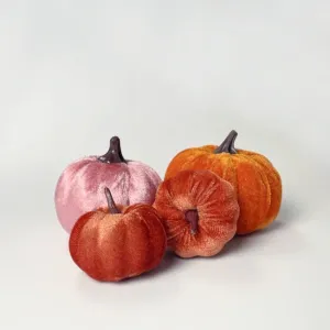 Pumpkin Decorations - Velvet Pink and Orange (4 Pack)