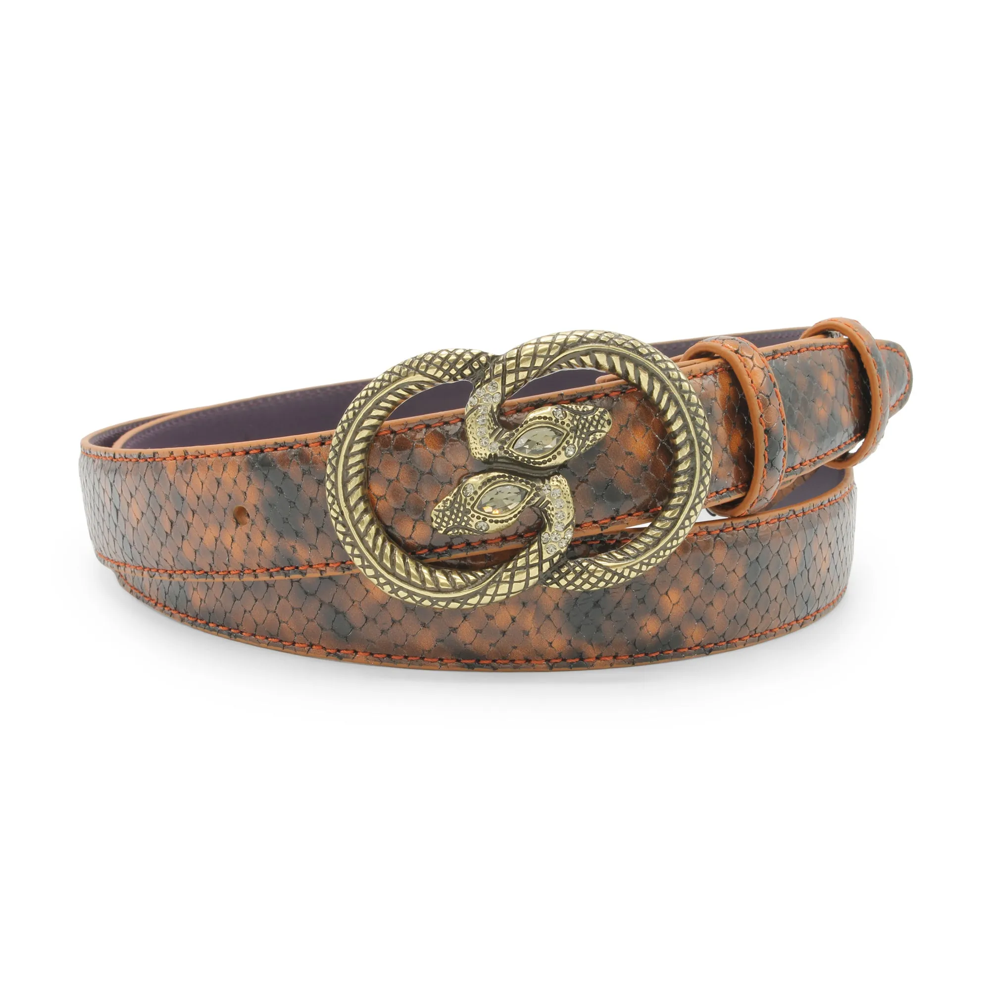 Pumpkin Narrow Viper Effect Swirling Snake Belt