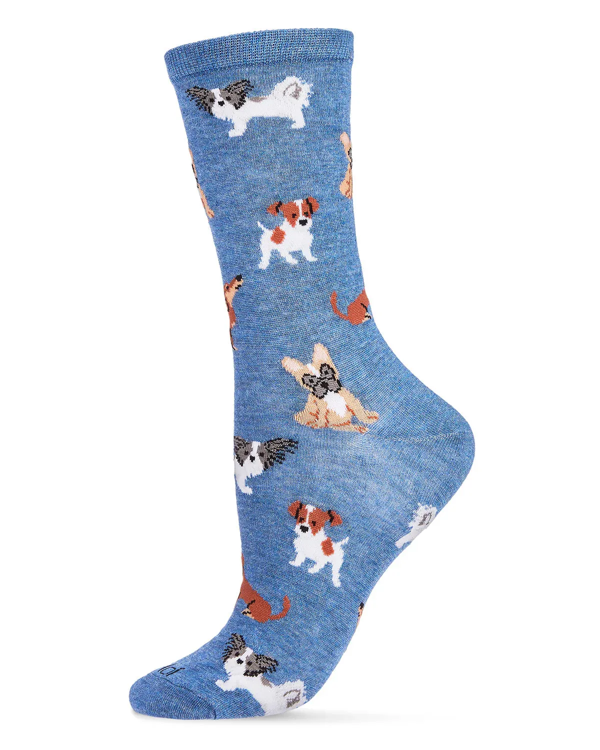 Pupper Love Bamboo Blend Crew Socks In Denim Heather - MeMoi