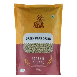 Pure and Sure  Organic Green Peas Dried-500Gms