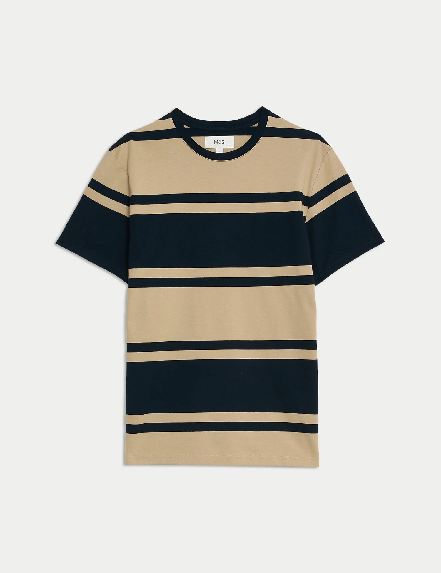 Pure Cotton Colour Block Striped T-Shirt