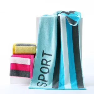 Pure Cotton Fashion Sports Towel 95*40 Cotton Extra Thick Striped Towel 147g