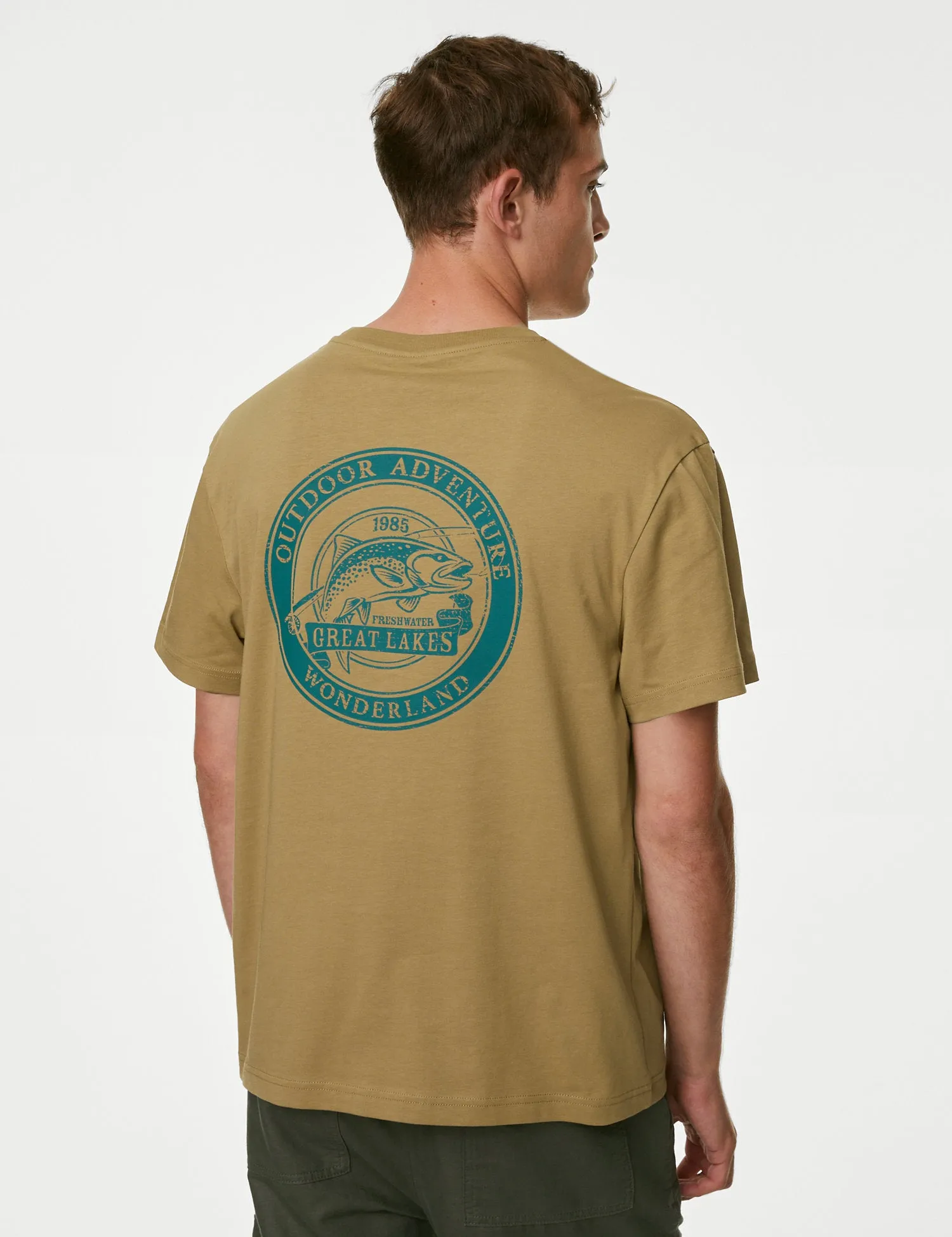 Pure Cotton Fishing Graphic T-Shirt