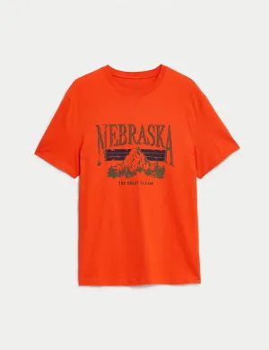 Pure Cotton Nebraska Graphic T-Shirt