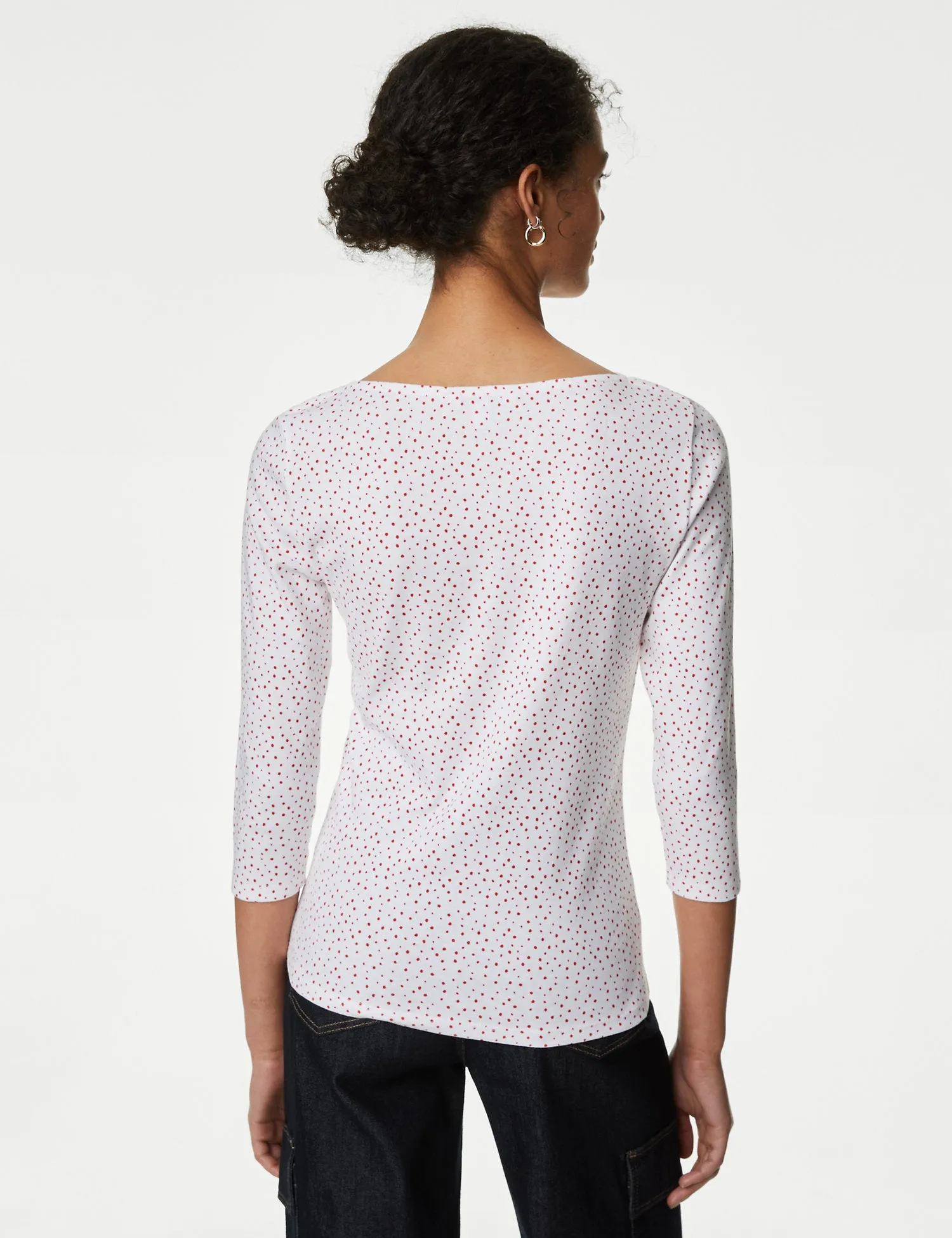 Pure Cotton Printed Slim Fit Slash Neck Top