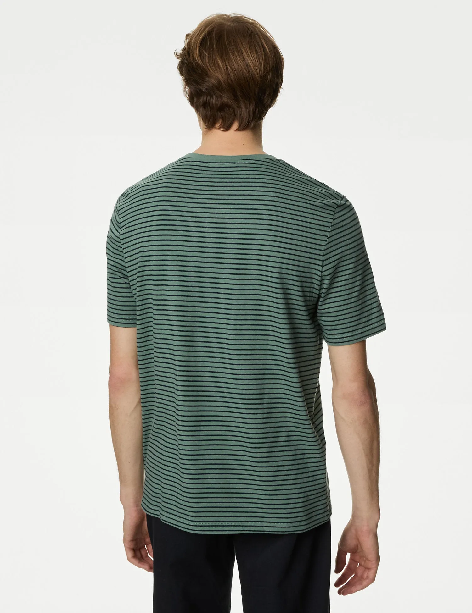 Pure Cotton Striped Crew Neck T-Shirt