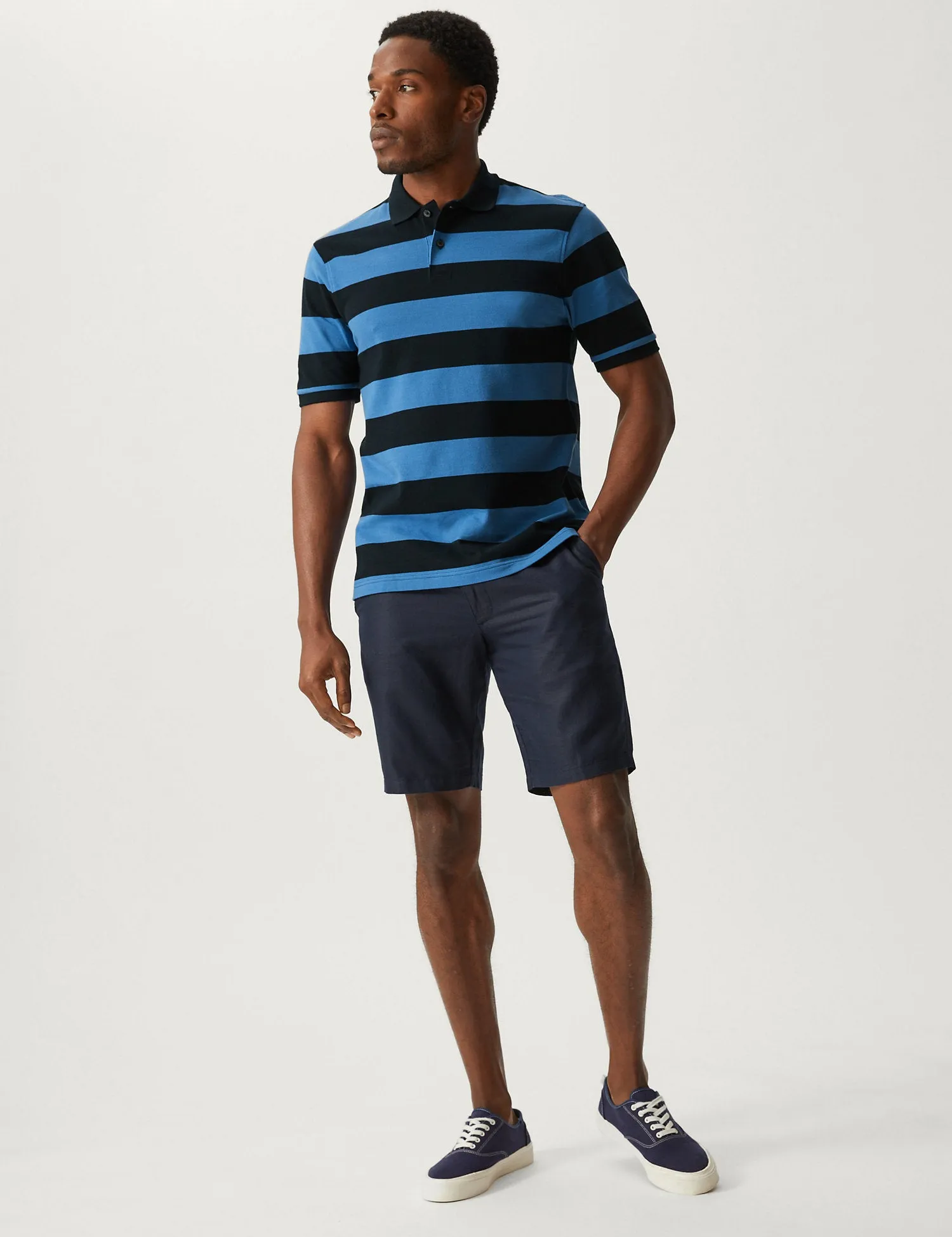 Pure Cotton Striped Polo Shirt