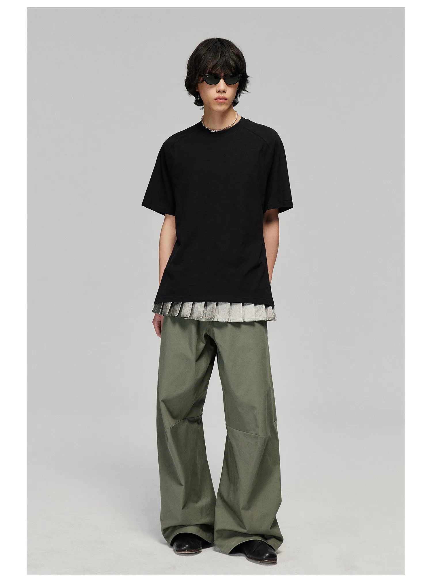 Pure cotton wide-leg casual pants