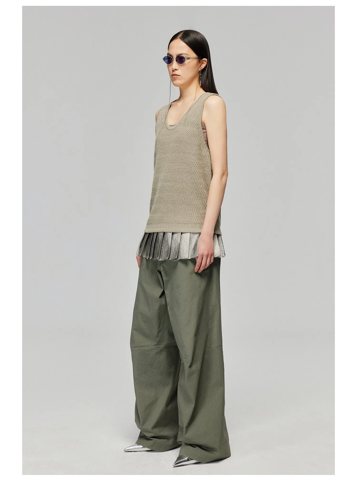 Pure cotton wide-leg casual pants