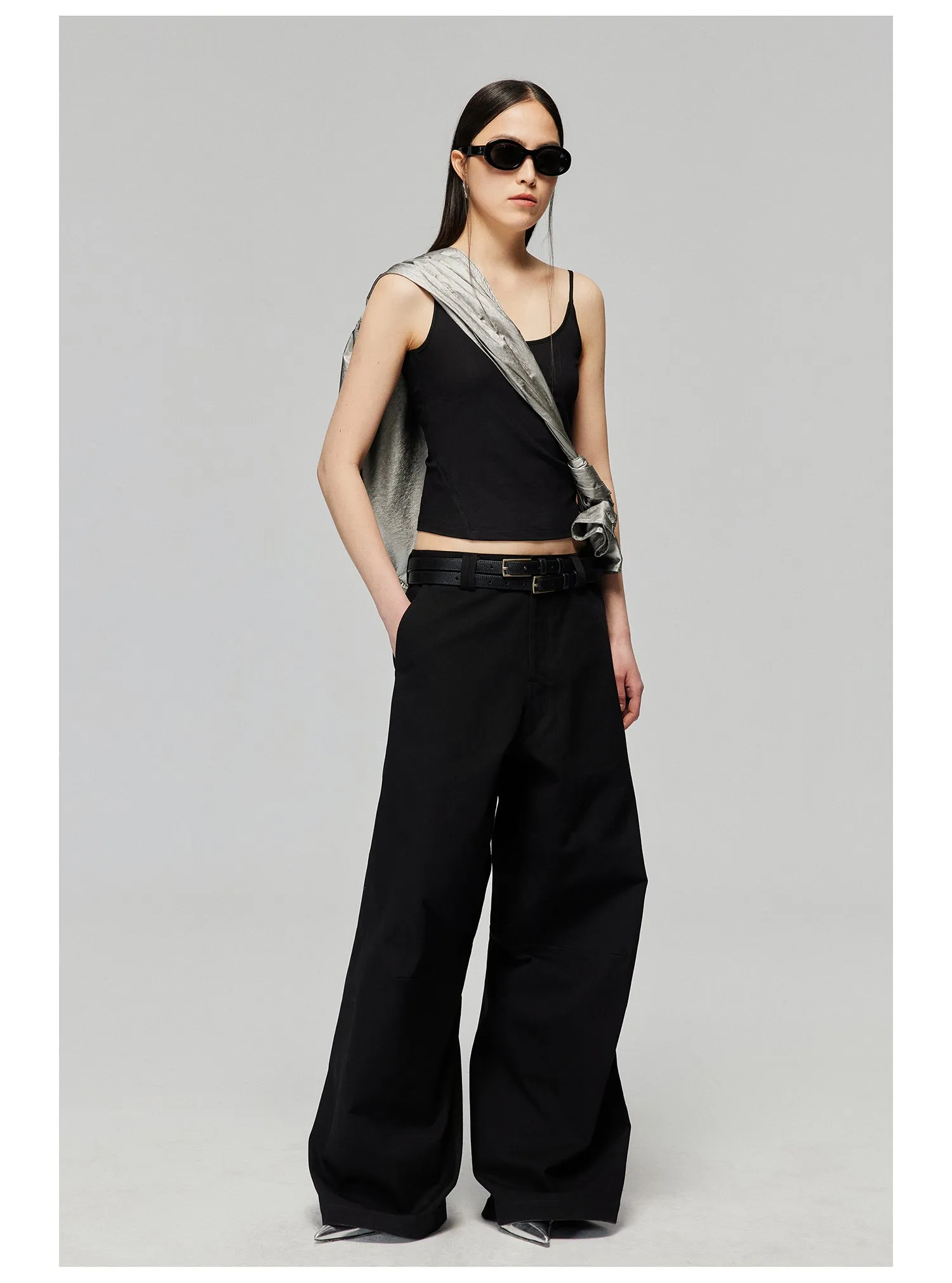 Pure cotton wide-leg casual pants