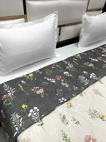 Pure Decor Doze Collection Microfiber Comforter Double Bed King Size (88"X93") with Laser Stitching PD 4308 - Floral, Cream