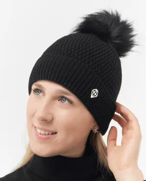 PURE GOLF Greta Waterproof Bobble Hat Black