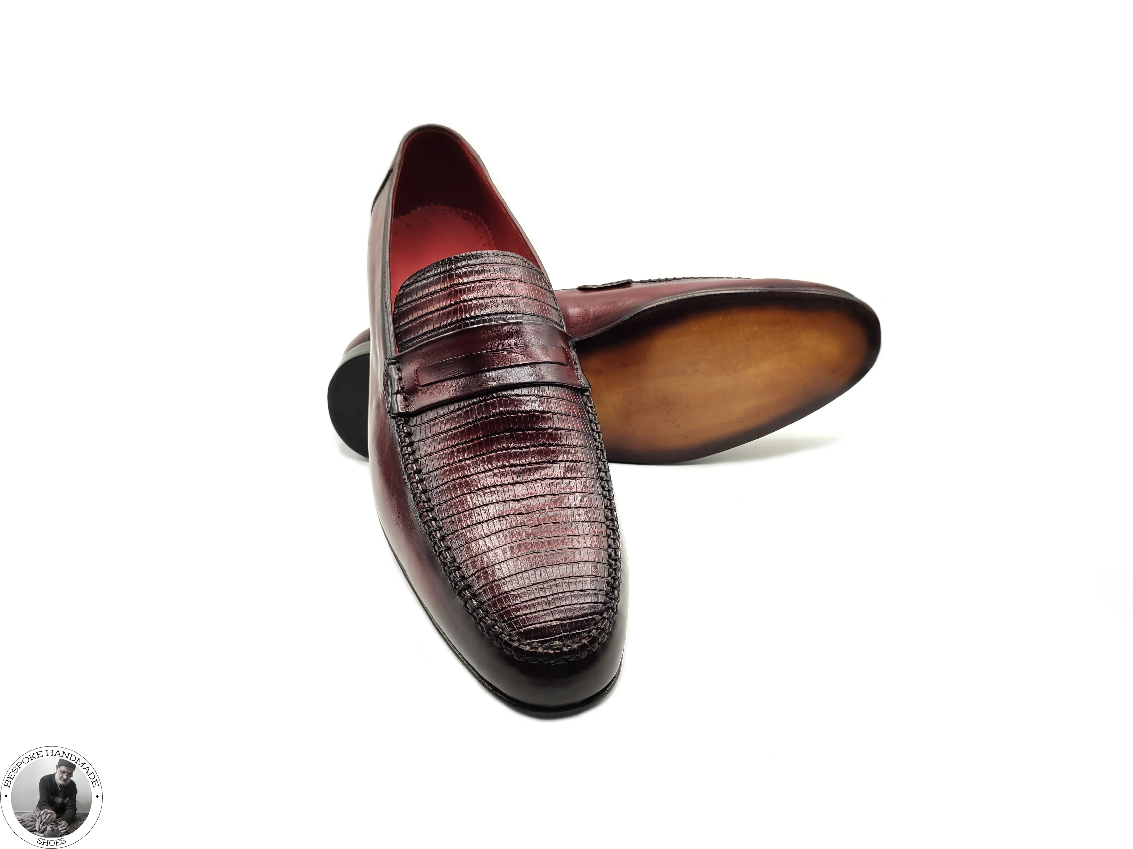 Pure Handmade Red Color Leather Wholecut Loafer Formal / Casual Shoes For Men's