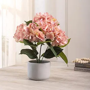 Pure Home and Living Artificial Hydrangea Bush with Cement Pot Medium