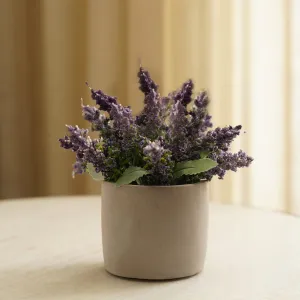 Pure Home and Living Purple Faux Lavender Plant with Cement Pot