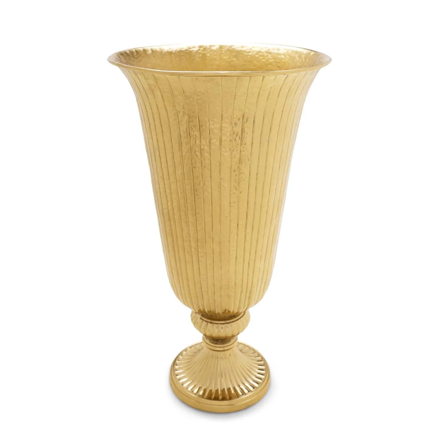 Pure Home   Living Gold Ribbed Hammered Tall Metal Vase(23X23X42CM)