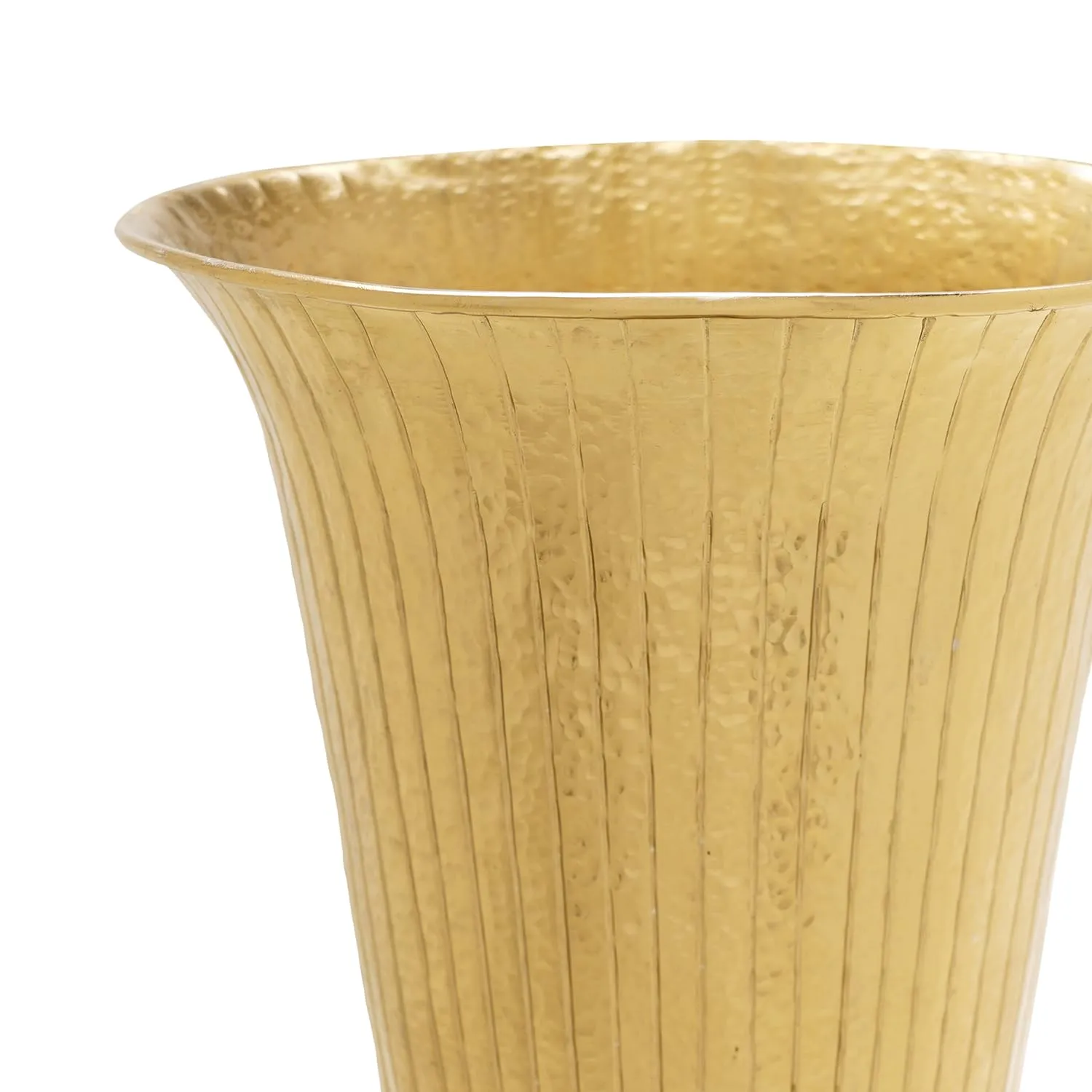 Pure Home   Living Gold Ribbed Hammered Tall Metal Vase(23X23X42CM)