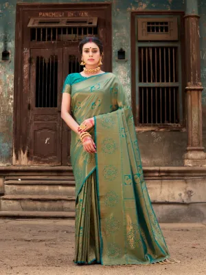 Pure Kanjeevaram Silk Mahalaxmi Green Saree