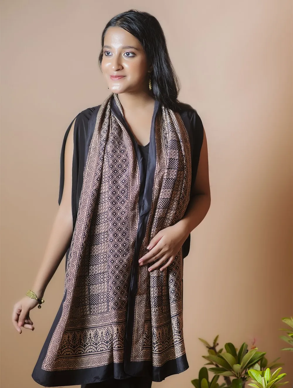 Pure Silk Bagh Printed Stole - Geometric