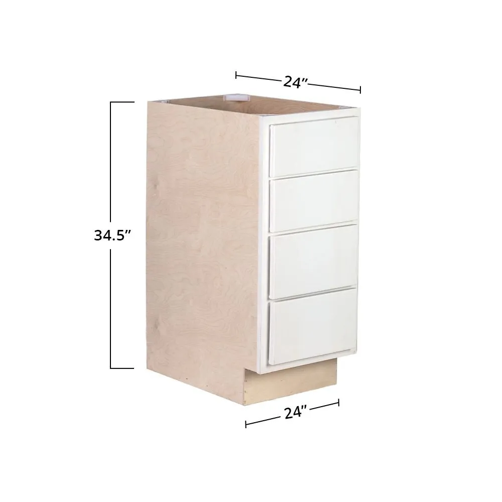 Pure White 24" 4-Drawer Base Cabinet