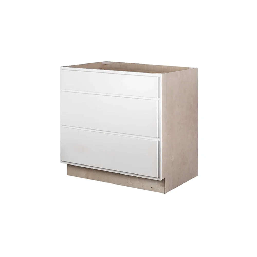 Pure White 36" 3-Drawer Base Cabinet