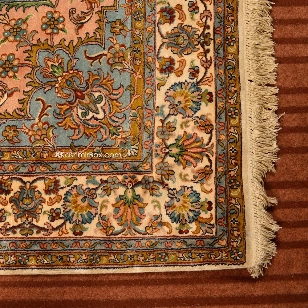 Pure White Kashan Silk Carpet