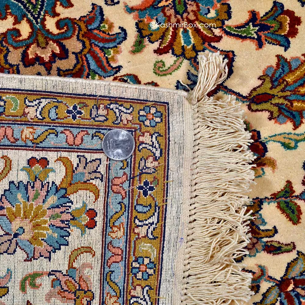 Pure White Kashan Silk Carpet