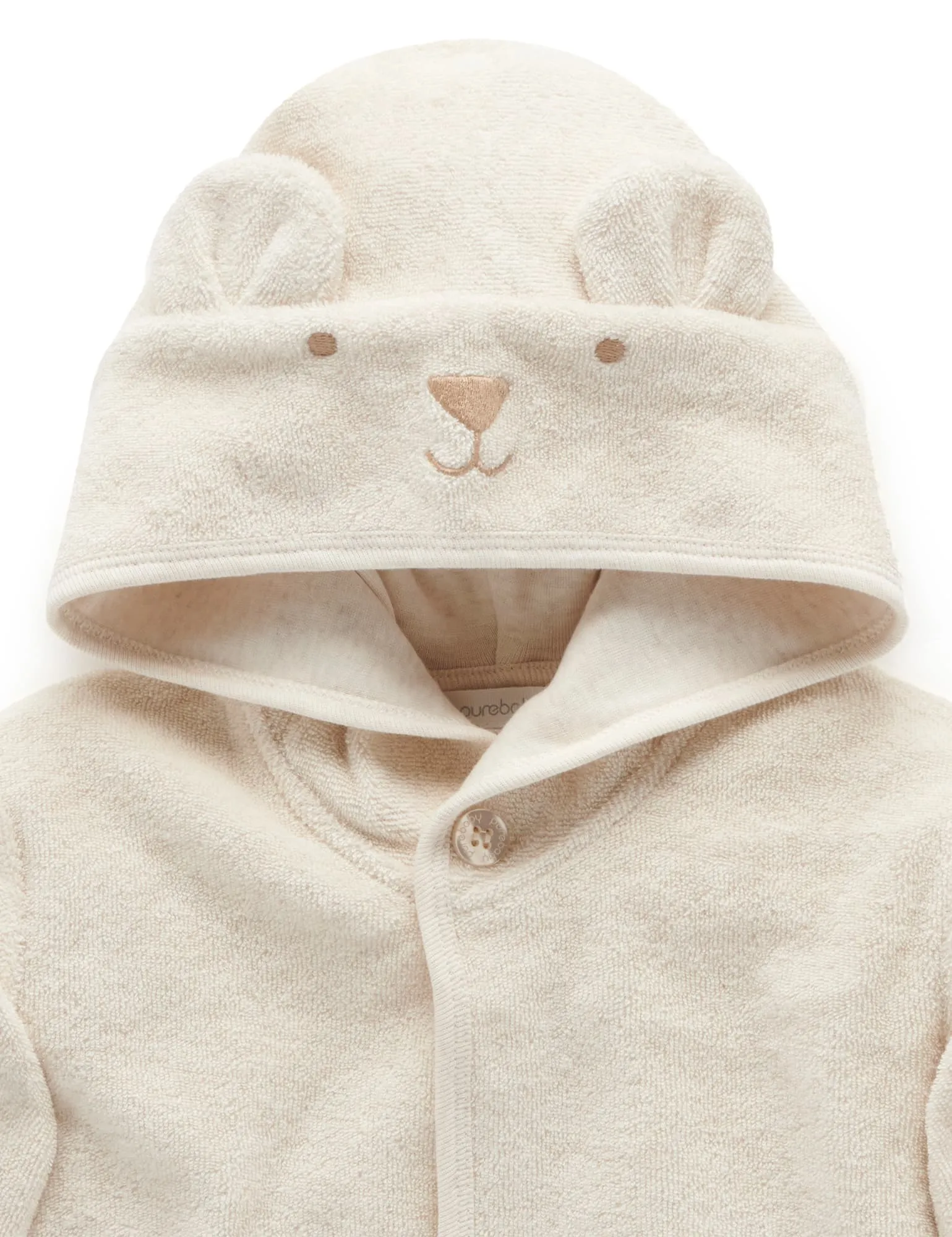 Purebaby Hooded Bathrobe - Wheat Melange Bear