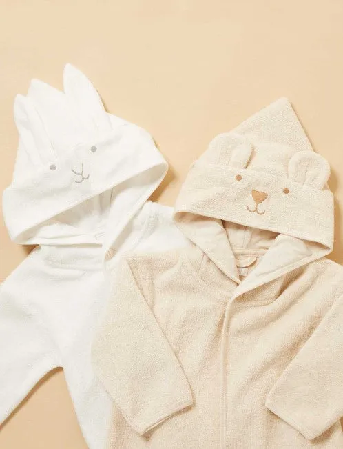 Purebaby Hooded Bathrobe - Wheat Melange Bear