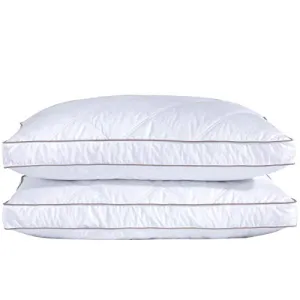 puredown Goose Feathers and Down Pillow for Sleeping Gusseted Bed Hotel Collection Pillows, Standard/Queen, Set of 2