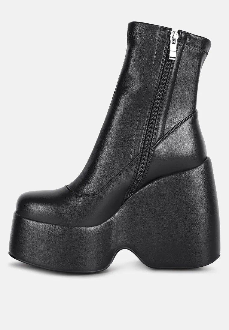 PURNELL Black High Platform Ankle Boots